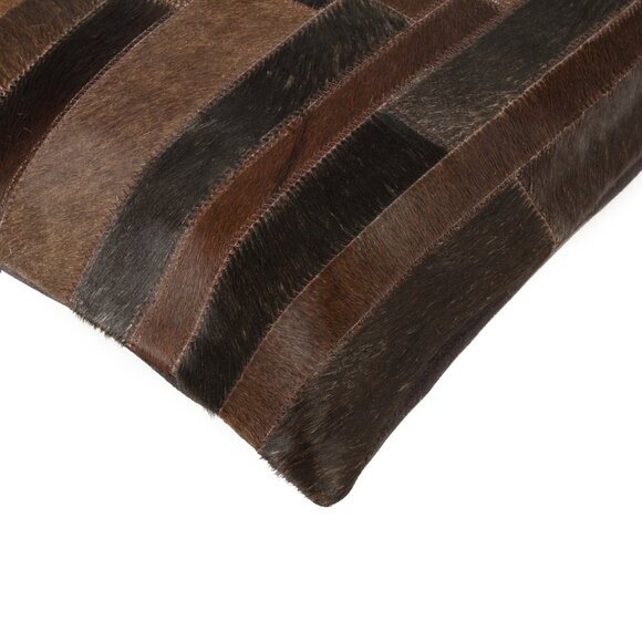 Natural Home Decor Torino Madrid Cowhide Pillow | 2-Piece | Chocolate | 18"x18" - Picture 2 of 2
